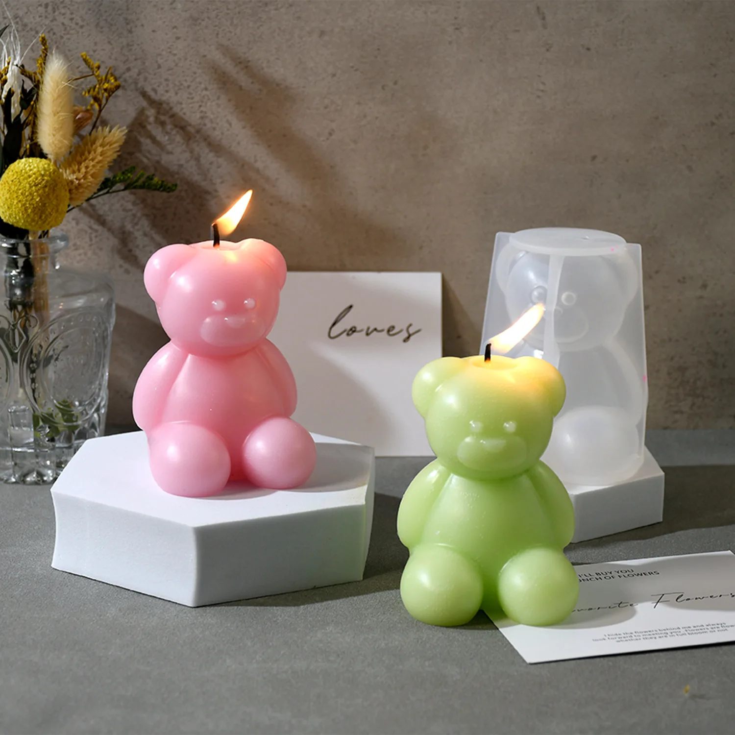 Sitting Bear Doll Silicone Mold for DIY Aromatherapy Candle or Cake Tools for Plaster Resin Ornaments factory