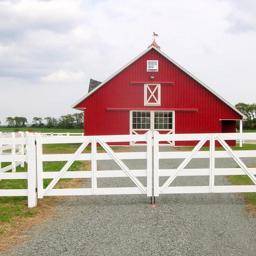 Fentech White Cheap 4 Rails Pvc Vinyl Horse Farm Arena Fence