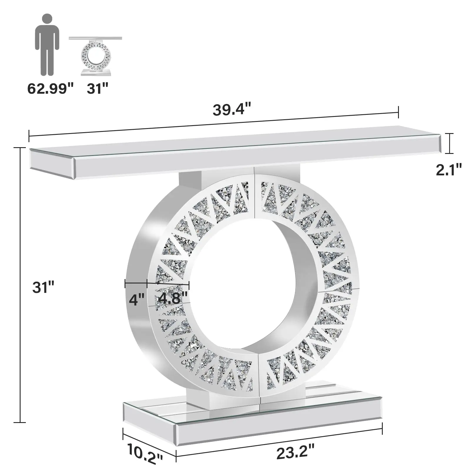 Elvarenae Estara Mirrored Console Table — product detail