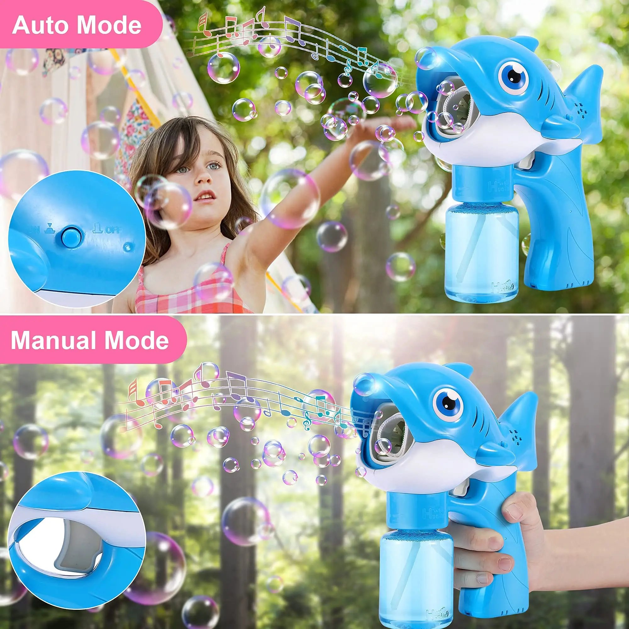 Shark Bubble Gun With Light And Music Bubble Maker Bubble Blower For ...