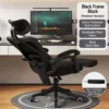 Black frame black mesh + headrest + padded footrest