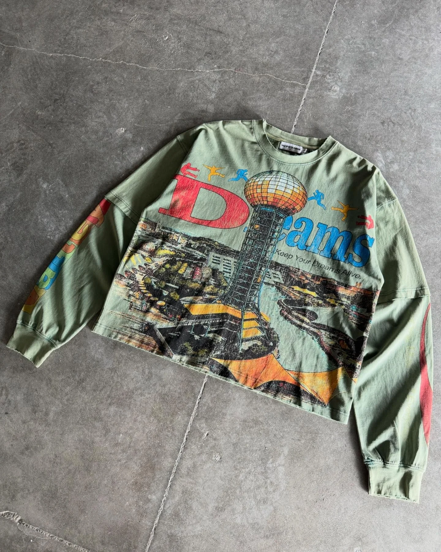 Salati Custom Streetwear DTG Printed Logo Round Neck Thermal Shirts Washed Cropped Boxy Double Layer Long Sleeve Men's T-shirts gallery 2