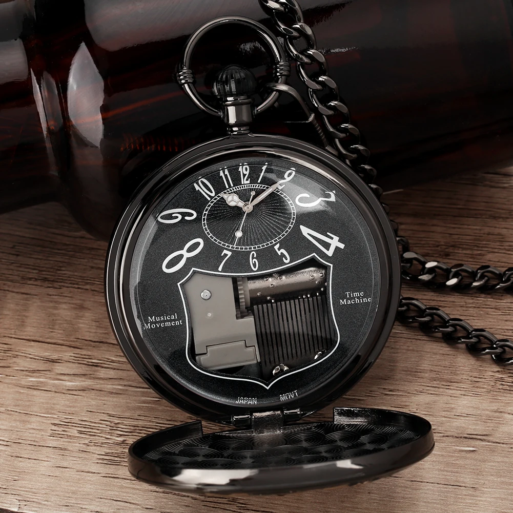 Space Series Music Pocket Watch Original Men Quartz Chain Clock Women Music Necklace Watches Unique Couples Collectibles Gift