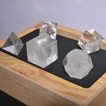 EUDEMON WHOLESALES Top Grade Quality Clear Quartz 5 Stones Sacred Geometry Sets Gemstone Platonic Solid