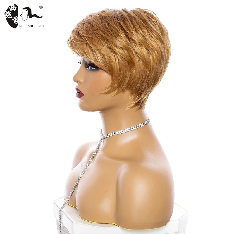 XISHIXIU Hair Wholesale vendors Ombre Blonde  Brown BURG Short Straight natural wig Synthetic hair Wigs for Women