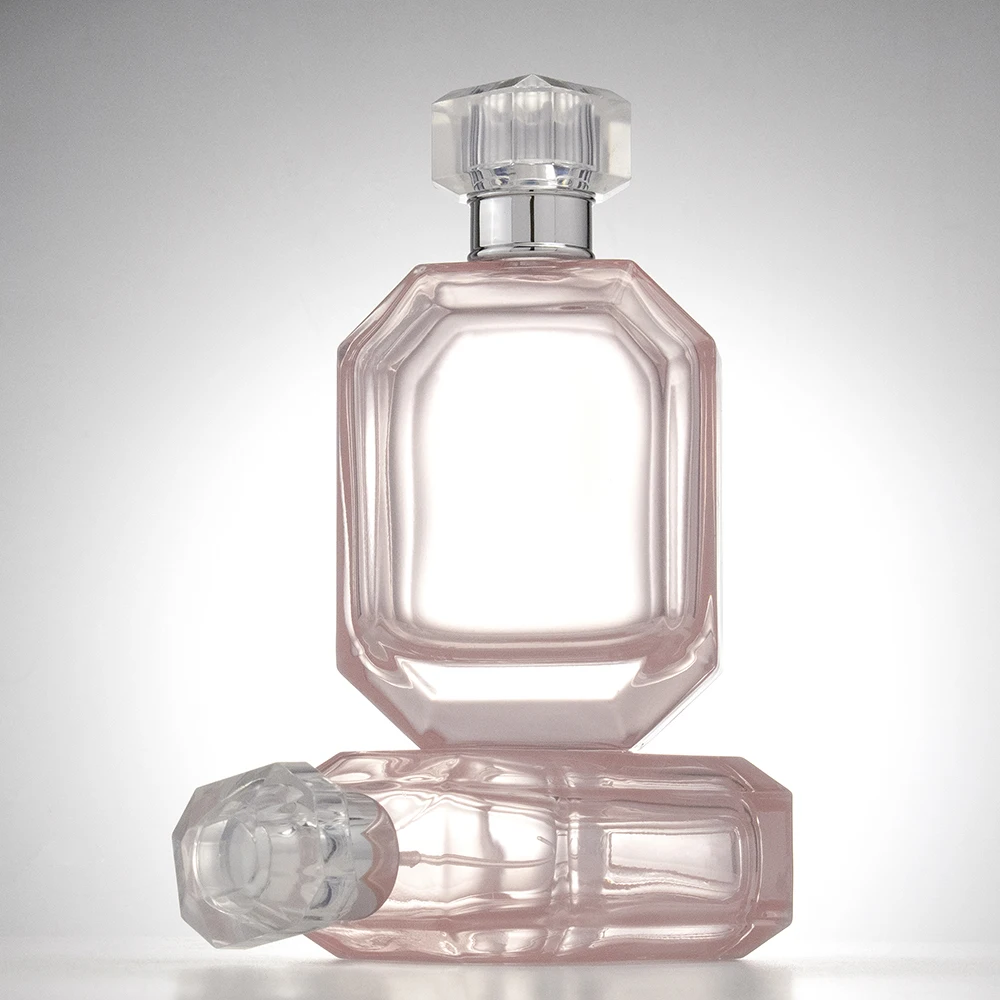 100ml 50 ml Hexagon Empty Glass Custom Women Pink Perfume Bottle