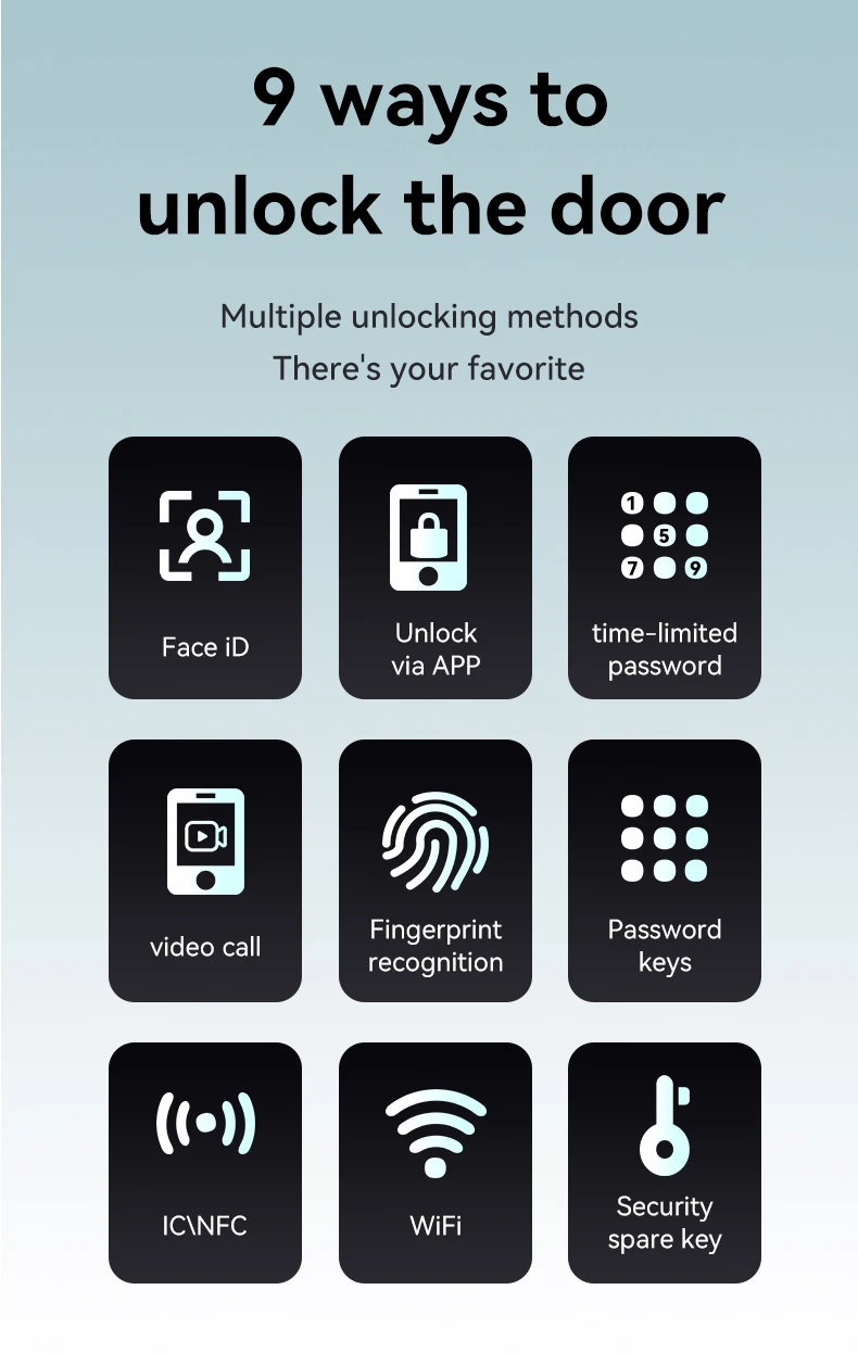 CNC carved facial recognition lock latest technology intelligent door lock