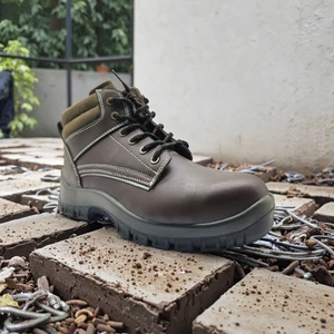 Men's All Seasons Mid-Top Leather Steel Toe Safety Shoes Work Anti-Smash Anti-Puncture Basic Labor Protection Wear-Resistant