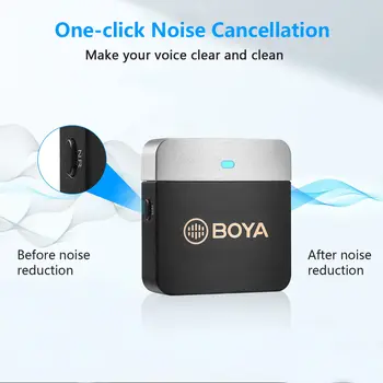 BOYA Wireless Lavalier Microphone BY-M1V2 Dual Channel Wireless Microphones for Cameras  Smartphone Cordless Clip on Lapel Mic detail image