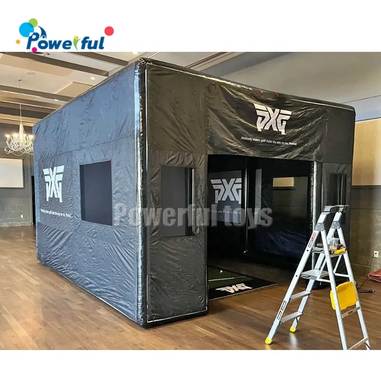 Air sealed outdoor training blow up golf simulator cage tent inflatable mobile mini golf course
