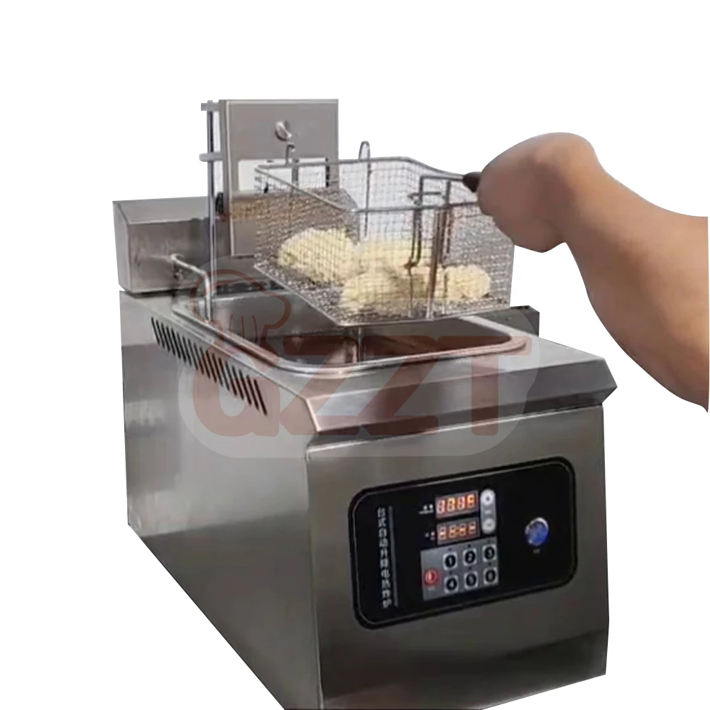 Automatic Lift Potato Chips Frying Machine Single Tank Fried Chicken Maker  14l Deep Fryer for Sale