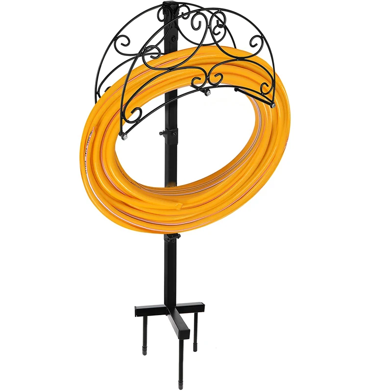 Black Garden Hose Holder Hanger Detachable Metal Sturdy Water Hose