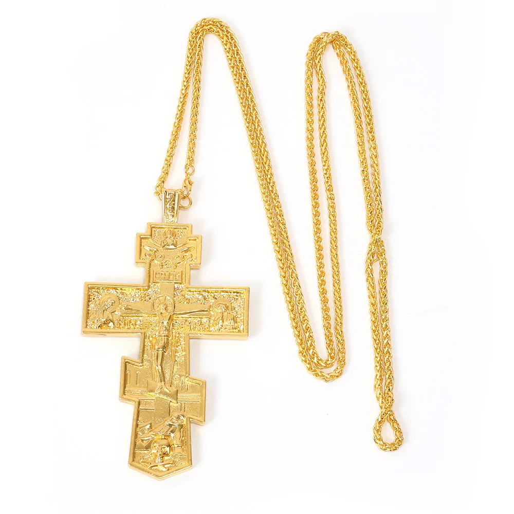 ᐈ Collana Croce Ortodossa Uomo Oro Rosa con Diamanti Neri – Baraka