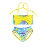 Pool Duck Print Yellow Bow Girls Bikini Swimsuit