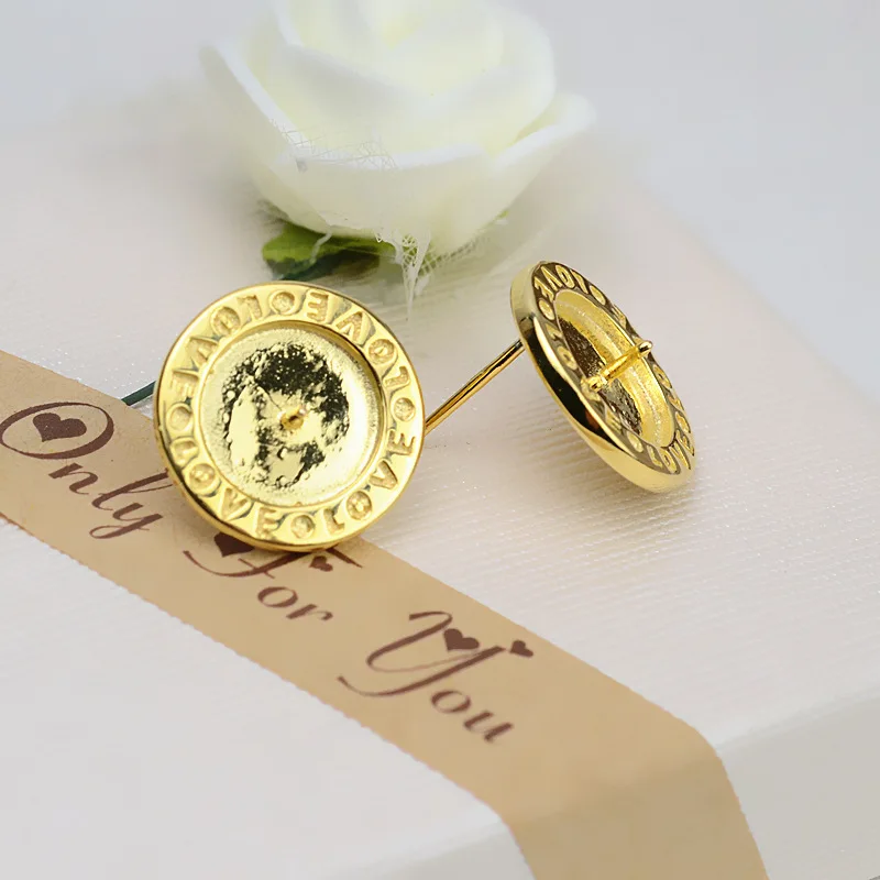 Wenchi Brand S925 Silver Dollar Treasure Female Earpin 8-10 Pearl Earrings DIY Jewelry Accessories Empty Tray Semi Buttons - Image 3