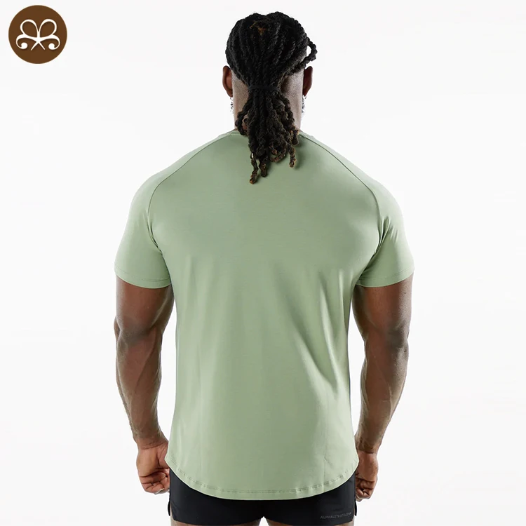 Custom Soft Cotton Spandex Plain Men's Fitted Performance Short Sleeve ...