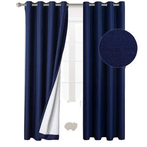 Solid Thermal 95% Blackout Window Curtin Hotel Panels Heat and Full Light Blocking Drapes Black Curtain for the Living Room