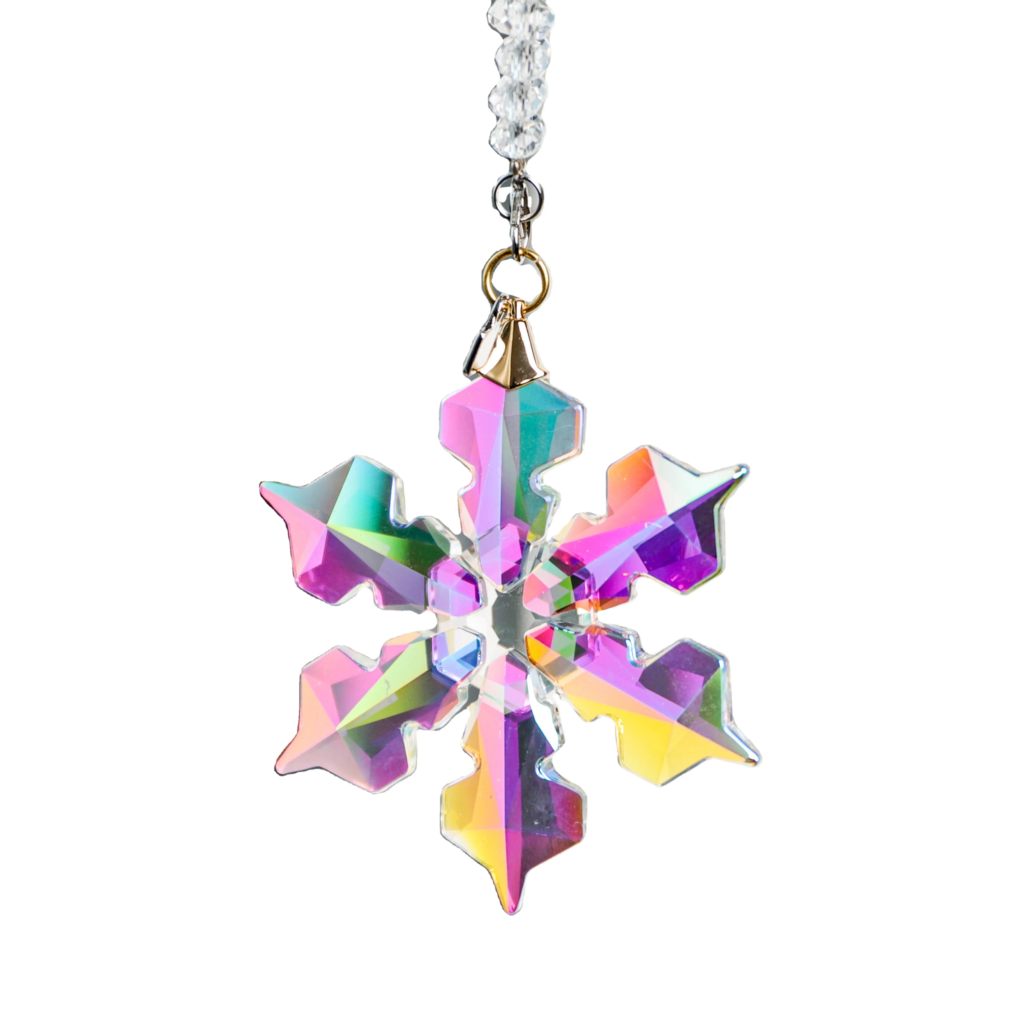 High quality crystal glass snowflake car inside hanging accessories christmas hanging ornament