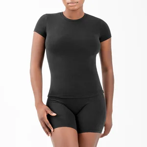 New Trendy Women's Cotton T-Shirt Solid Short Sleeveless Casual Neck Highly Elastic Slim Fit Breathable Eco-Friendly Wholesale