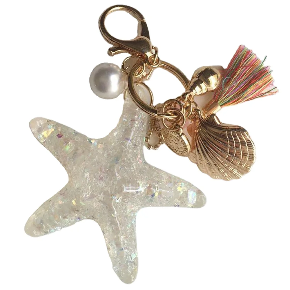 Porte-clés Coquillages Arc-en-ciel – Breloques Hippocampe, étoile De Mer – Accessoire Sac Femme