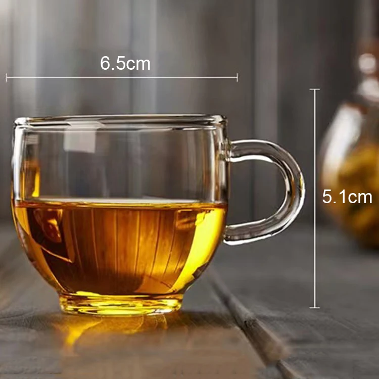 Clear Glass Tea Cups With Saucer Heat Resistant Coffee Cup High