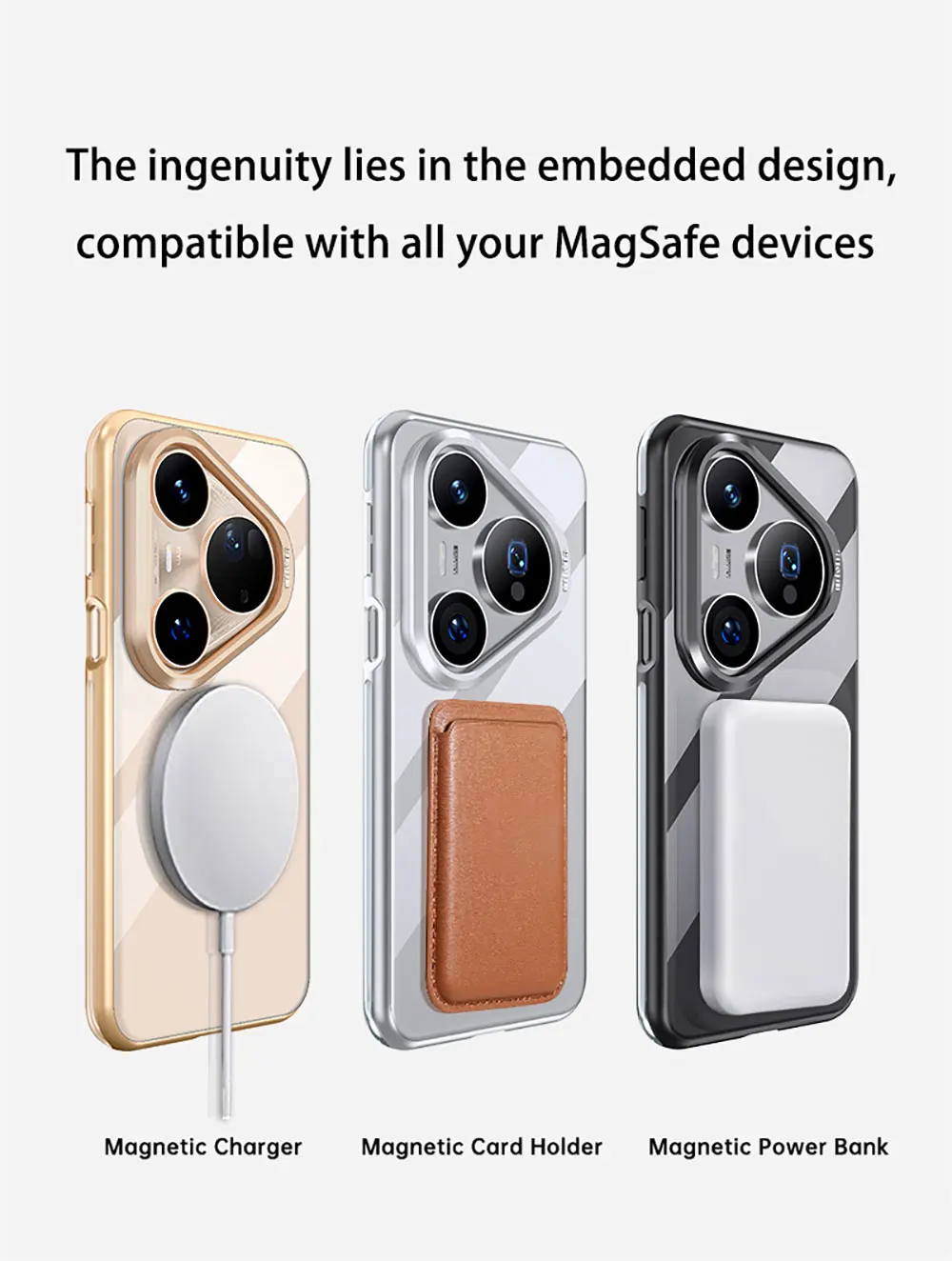 product laudtec clear phone cases for huawei pura 80 pro camera frame holder magnetic charging back cover shockproof thin shell sjk1057-6