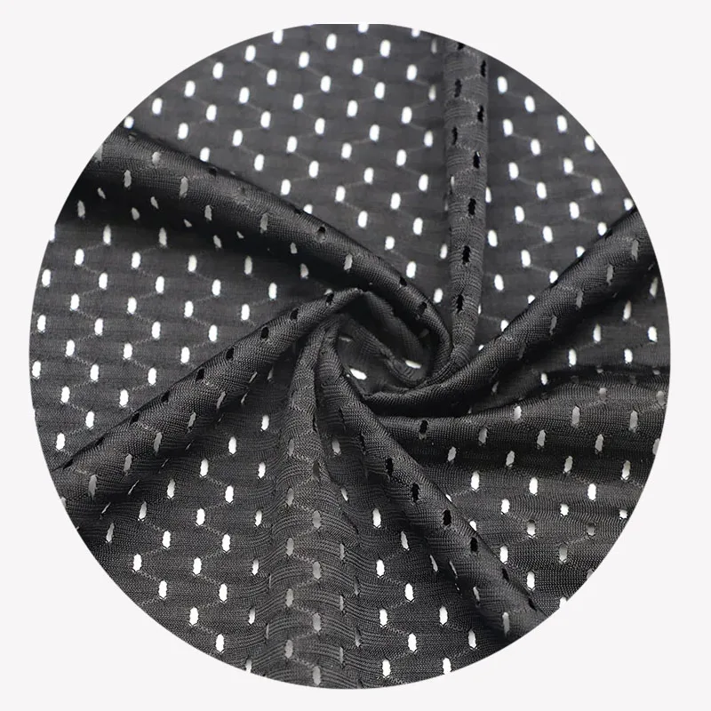 Recycled Oem Sports Jersey Fabric 84 Polyester 16 Spandex Eyelet