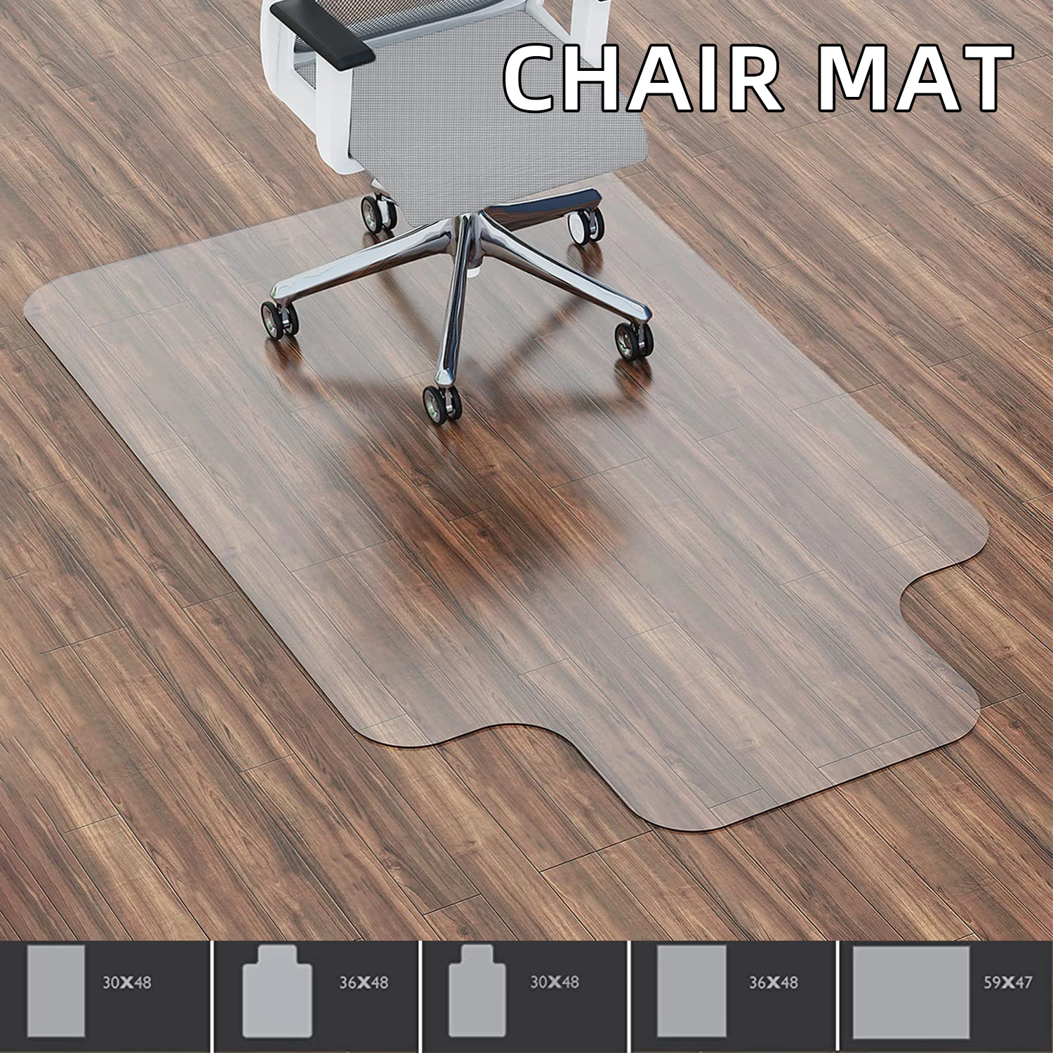 Home Office Anti Slip Under Desk Mat Floor Pvc Protector Rug Hardwood Hard Floor Rectangle Chair
