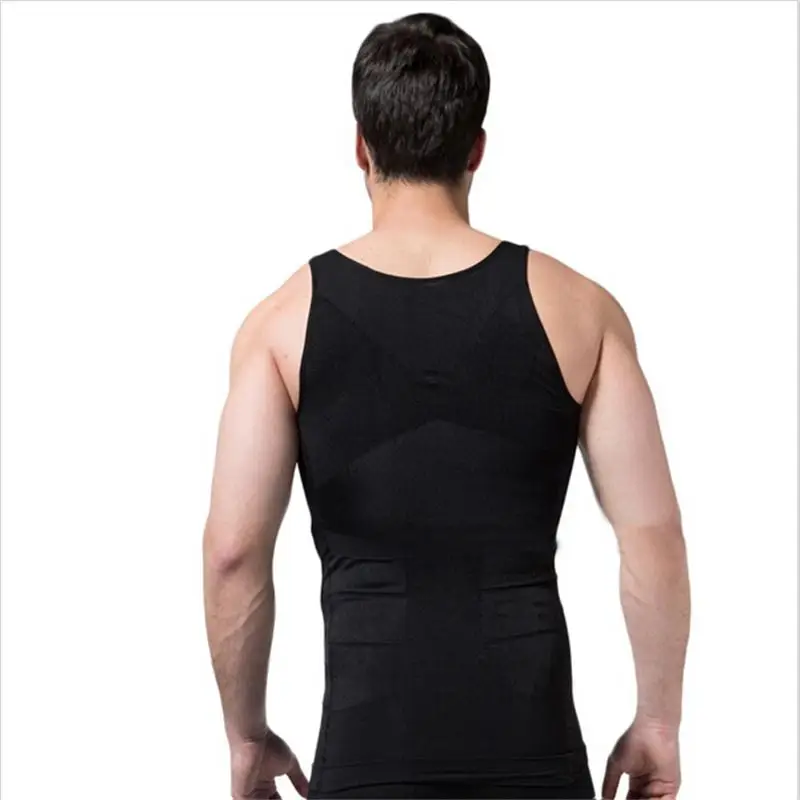 Men's Instant Slimming Undershirt Body Shaper Vest Workout Tank Tops Give a  Firm Slim Improve Posture- White- Large 