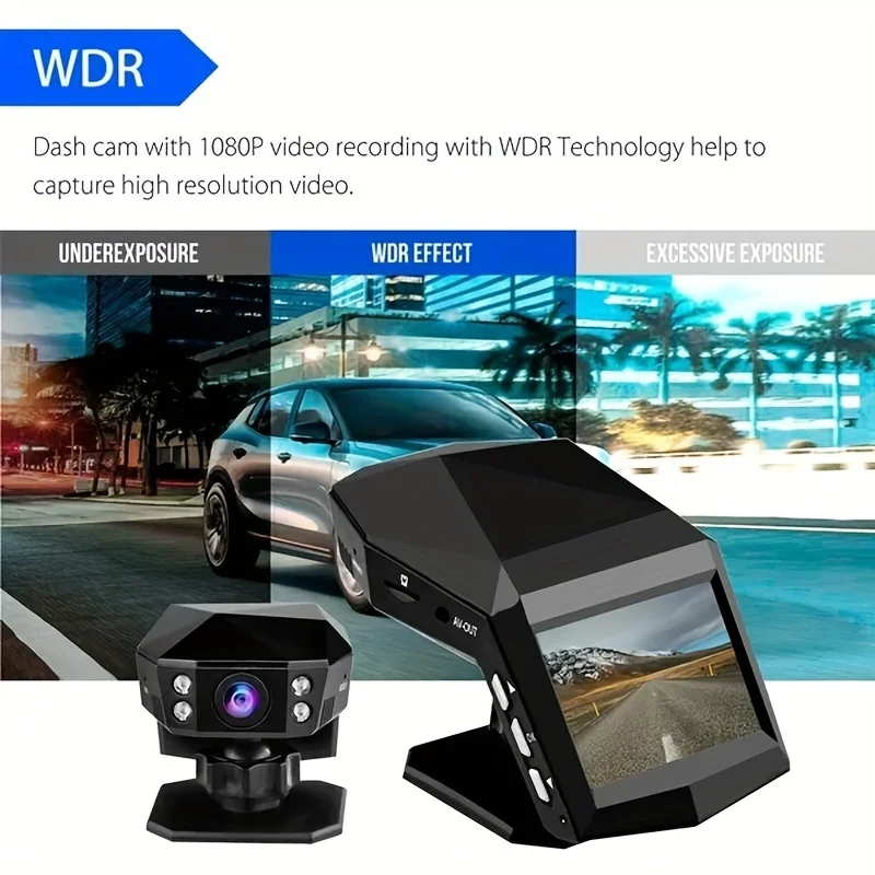 1080P全高清仪表盘凸轮汽车视频行车记录仪，带中控台液晶汽车DVR录像机停车监视器