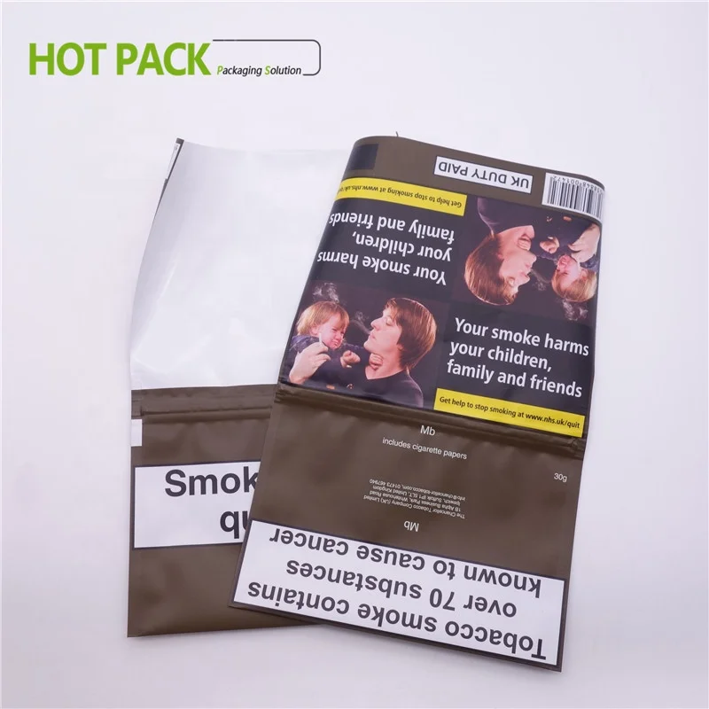 Printed Rolling Tobacco Pouch / Empty Hand Rolling Tobacco Bag with Zipper  Golden Leaf Tobacco Pouches