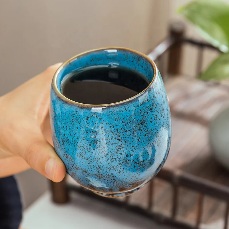 Lot De 4 Tasses Jianzhan Céramique Kung Fu – 160 Ml, Bleu, Chaleur Longue Durée & Goût Amélioré Pour Thé & Café