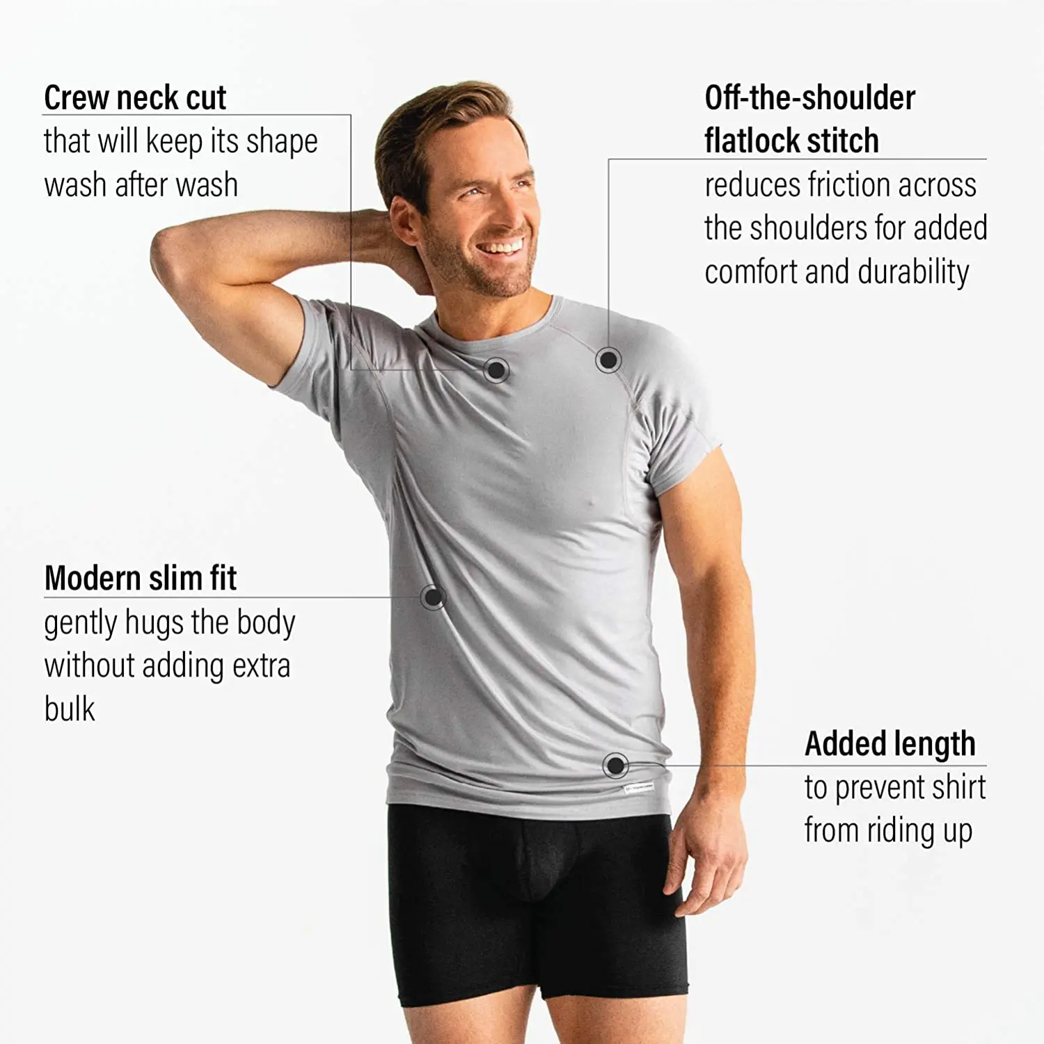Enerup Magefertigtes Bambus bergren Schweiabweisendes Unterhemd fr  Herren Achselschwei-Pads Original Fit V-Ausschnitt Schweifestes T-Shirt