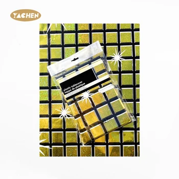 YACHEN 1*2m Shiny Laser Gold Rectangle Plastic Table Covers Party Tablecloth Disco Theme Party Backdrop Decorations