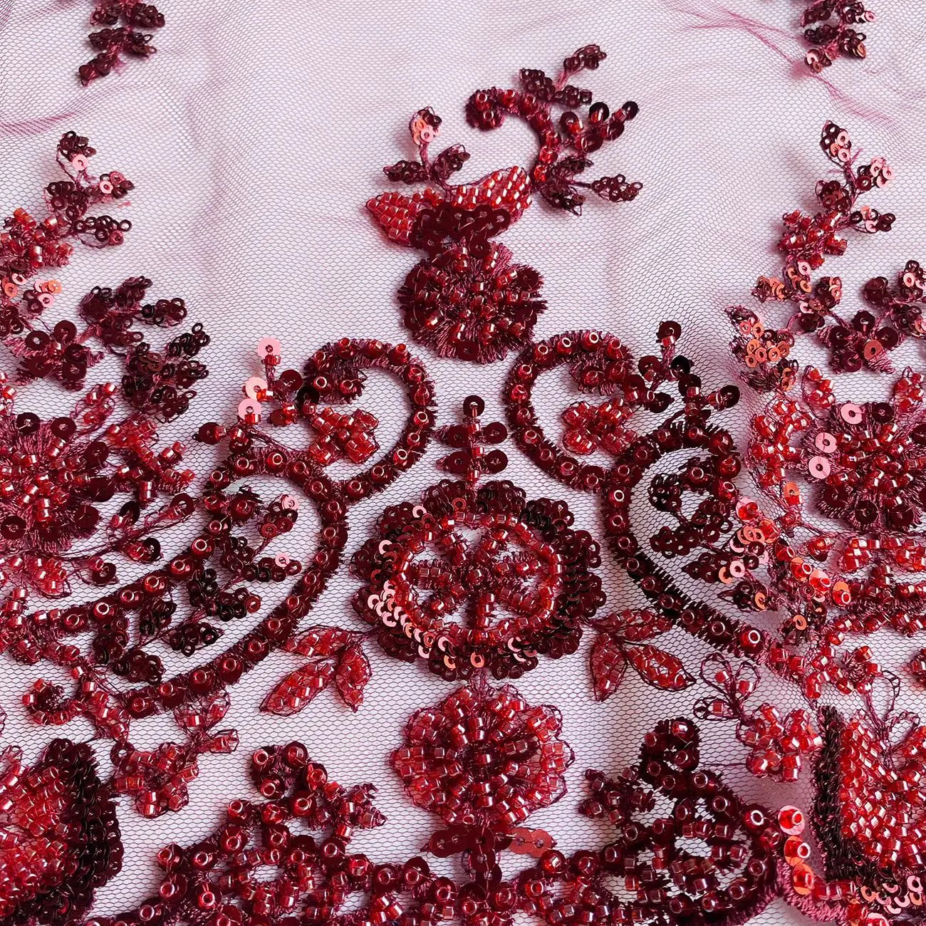 Vintage Rose and Beads Embroidered Fabric Sexy Metal Sequin Lace for  Designer Wedding Dresses