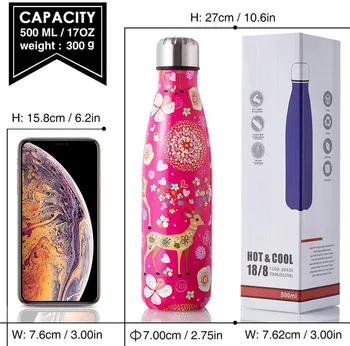 MIRA Vacuum Insulated Travel Water Bottle, Leak-proof Double Walled Stainless  Steel Cola Shape Portable Water Bottle, No Sweating, Keeps Your Drink Hot  & Cold, 17 Oz (500 ml)