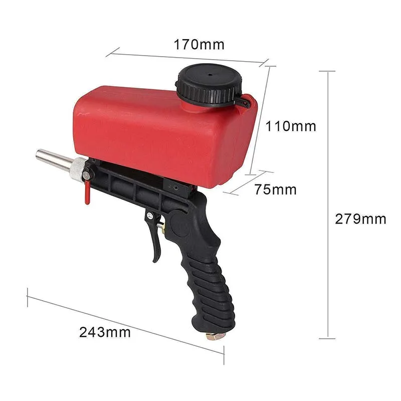 Sandblasting Gun Gravity Feed Air Sandblast Portable Speed Blaster Sand ...