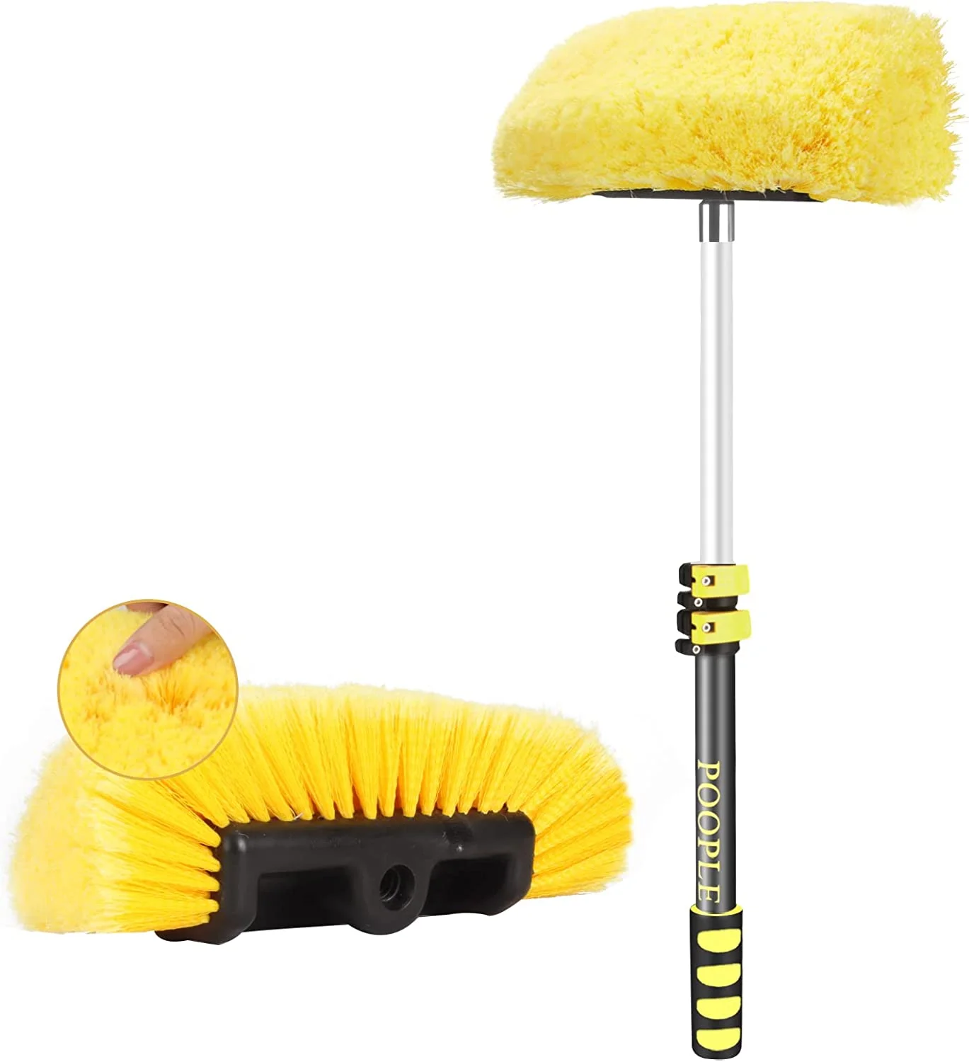 2-Pack Car Wash Brush Head – Soft Bristles, Flow-Thru Design – 10 Inch Round – Yellow – Sturdy Plastic