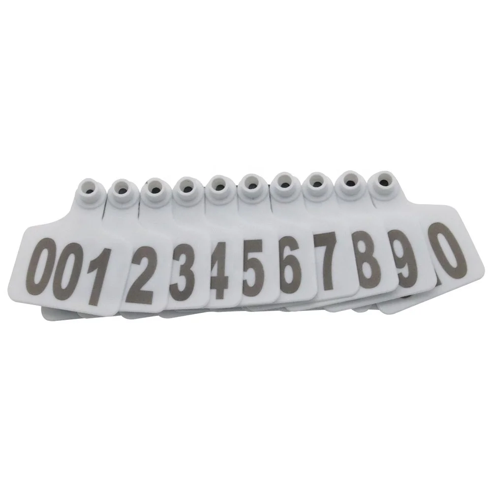 100PCS in One Bag Plastic Cattle Pig Sheep Ear Marking Tag White Animal Square Ear Tag for Cows