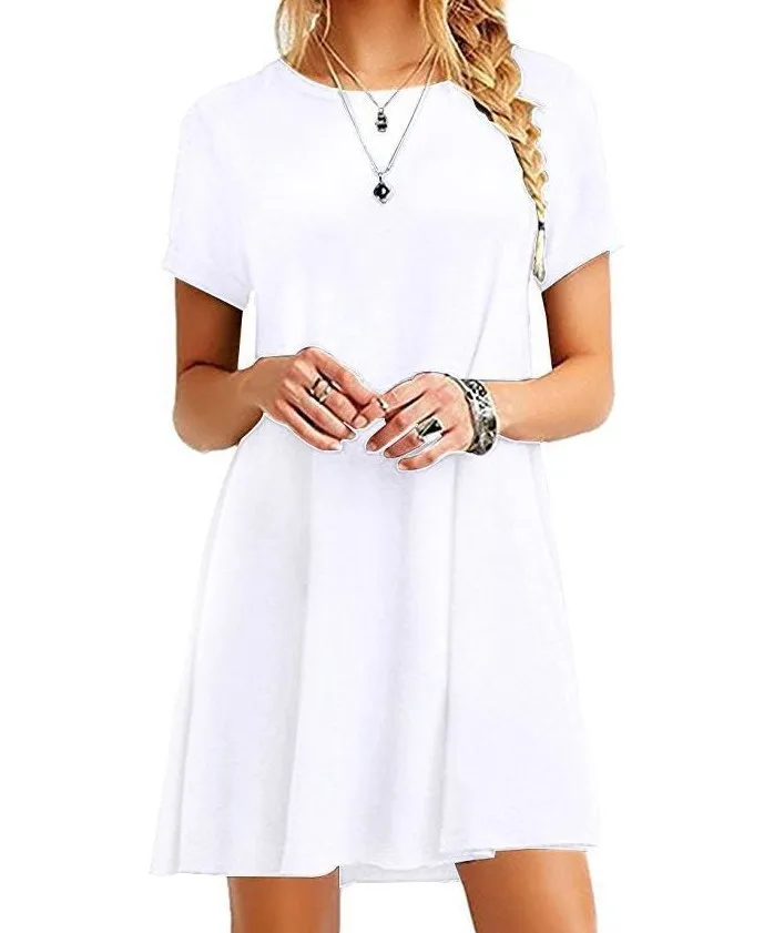 Latest Women Summer Short Sleeve Dresses Fashion Women's Solid Color Clothing Girls Dail aperçu 8