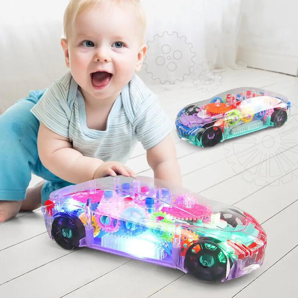 Techblaze conceito transparente de brinquedo de carro de corrida com luzes  LED piscando 360 graus de rotação, simulação de engrenagem carro mecânico  conceito 3d carros elétricos brinquedos para crianças crianças brinquedos  presente