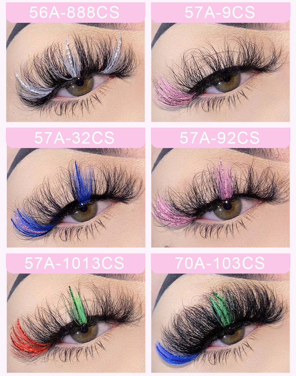Meet All Wholesale Custom Party Glitter Color Lashes With Color 25mm