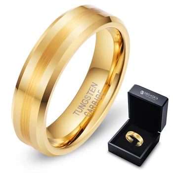 Wholesale Latest Ring Designs 6mm 8mm Wedding Couple Ring Gold Tungsten Ring for Man