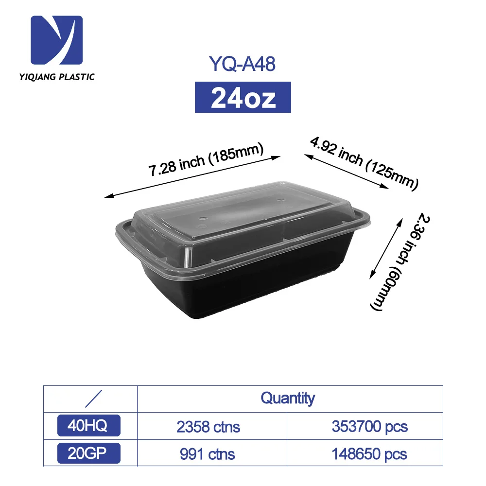 12 oz Plastic Rectangular Container with Lid (150pcs)