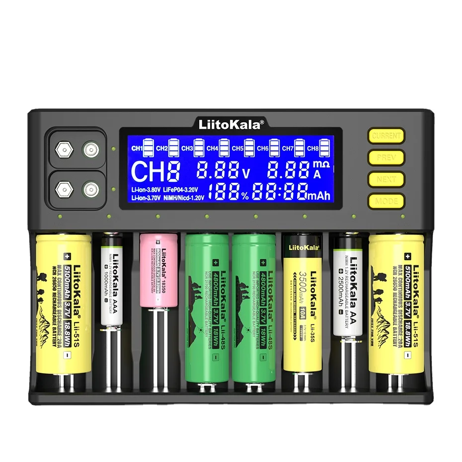 LiitoKala LII-S8 8 Bay Battery Charger for Li-ion, LiFePO4, NiMH
