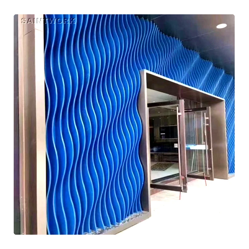 Interior Decoration 3D Wavy Metal Aluminum Wall Panels  Facade Wall Cladding Panels for Exhibition Halls
