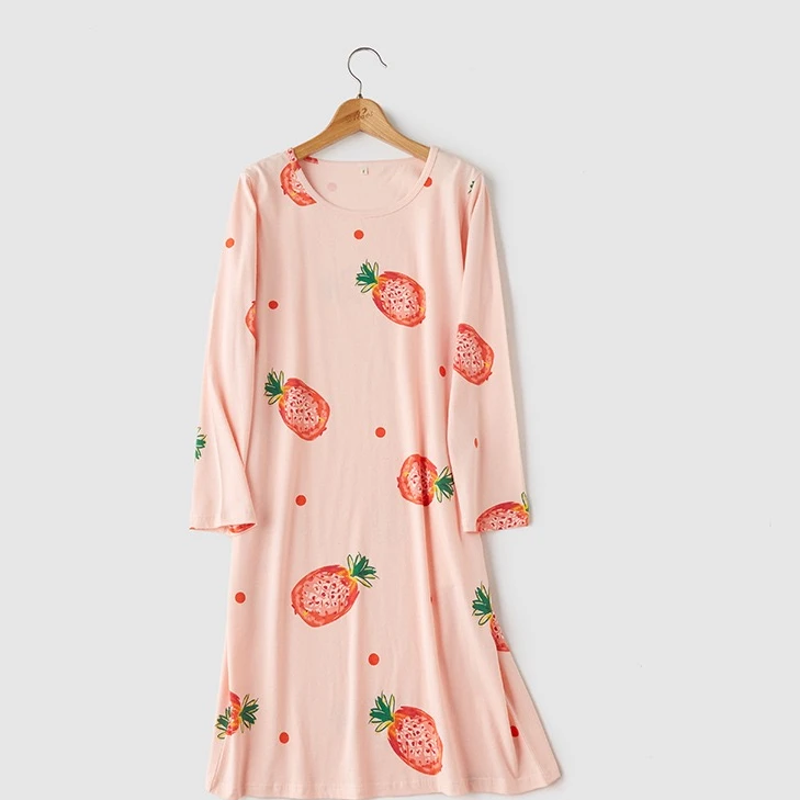 Long Sleeve Pink Nightgown Pajamas 