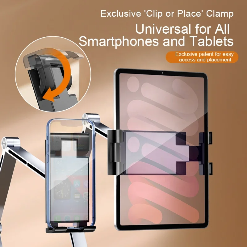 Lazy Tablet Phone Holder All Aluminum Alloy 360 Mechanical Rotation Folding Desktop Mobile Phone Holder Tablet PC Stand