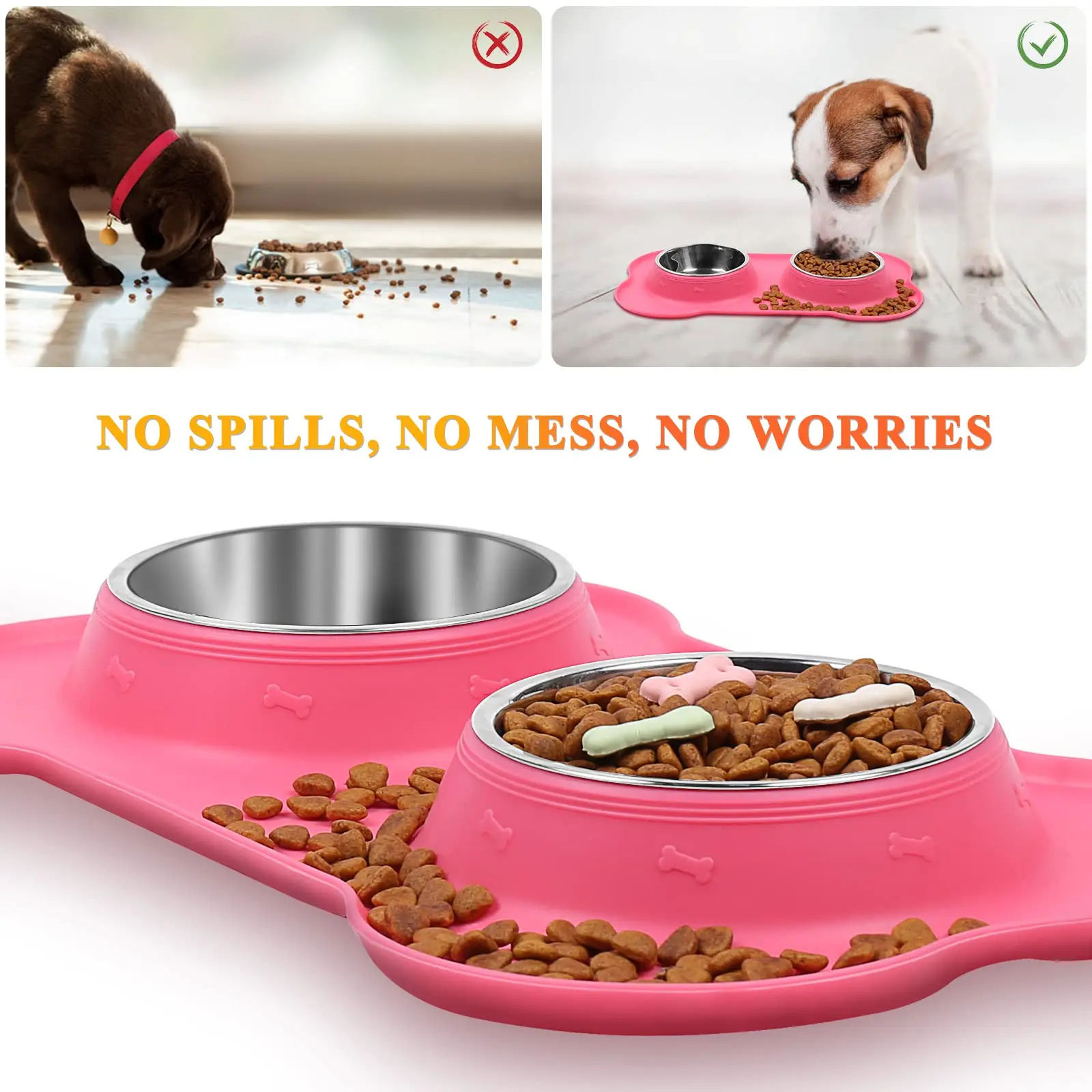 Wholesale Stainless Steel Food Feeding Pet Bowls Double Feeder Dog Cat