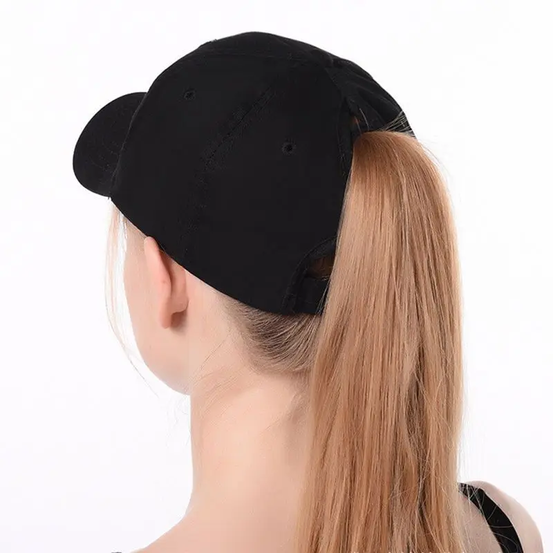 Wholesale Simple Solid Color Ponytail Hat Women's Blank Sports Hats